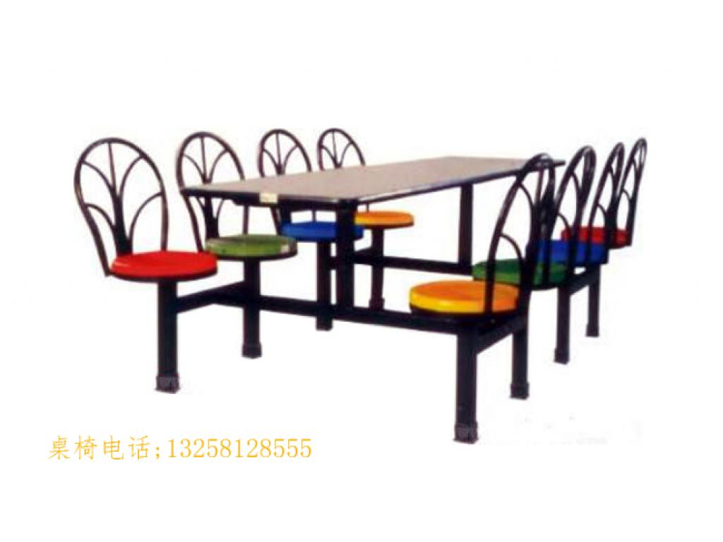 八人连体快餐桌椅食堂餐厅桌椅分体连体 ft8-012