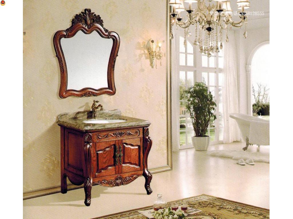 实木卫浴柜落地新中式浴室柜橡木美式洗漱台卫生间洗手脸盆柜组合