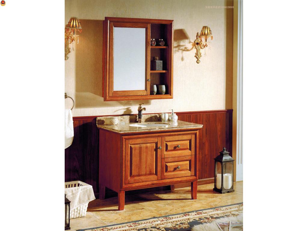 美式浴室柜组合落地式洗脸盆洗手盆卫生间卫浴镜柜