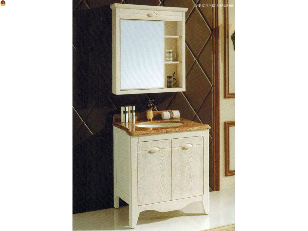 美式橡木浴室柜组合落地式洗脸盆洗手面池实木洗漱台盆卫生间