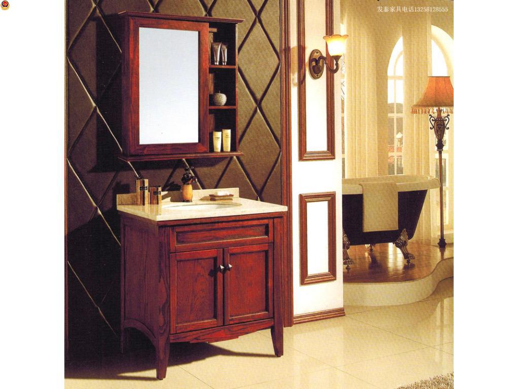 室柜实木落地式卫浴柜欧式落地橡木洗漱台洗脸洗手面盆柜组合家装卫具