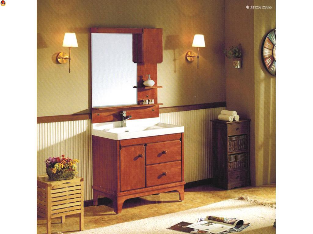 实木橡木浴室柜洗脸盆洗手盆卫生间洗面盆组合