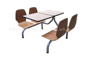 快餐桌椅肯德基餐桌食堂不锈钢连体餐桌椅汉堡店四人位桌椅组合四人连快快餐桌椅ft4-024