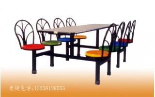 八人连体快餐桌椅食堂餐厅桌椅分体连体 ft8-012