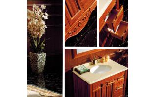 美式浴室柜镜柜组合卫生间大理石台盆柜落地实木储物柜整体