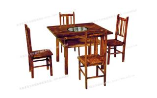 实木仿古火桌椅组合火锅店餐厅饭馆桌椅