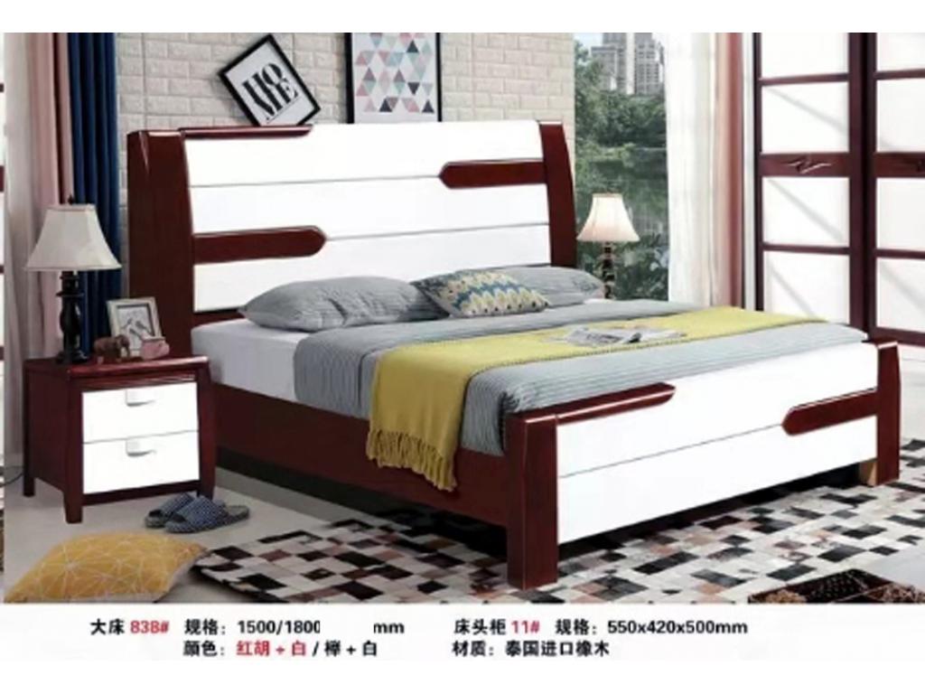 欧式床双人床主卧卧室现代简约风格实木奢华美式床1.8米