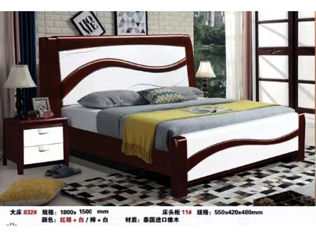 实木床白色1.5米双人床1.8简约现代田园床主卧床