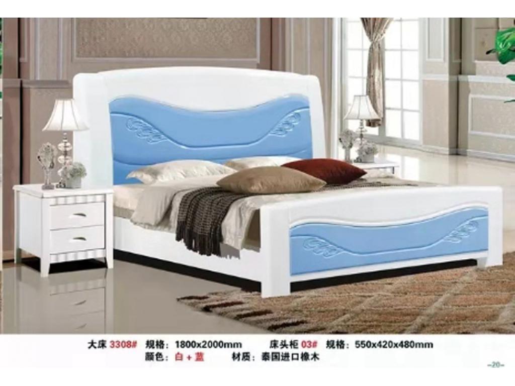 北欧风格床现代简约1.8小户型卧室主卧宜家汉尼斯白色双人床