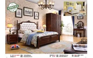 实木床1.8米美式家具白色橡木主卧床现代简约卧室纯实木双人床
