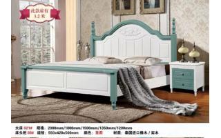 床北欧现代床简约白色床主卧家具实木框双人床