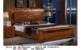 家具简约现代实木床1.8米主卧卧室双人床床原木