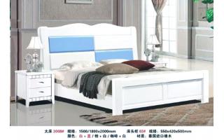北欧现代简约白色床主卧家具1.8m实木框双人