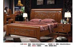现代简约实木床1.8米双人主卧婚床卧室家用胡桃木床