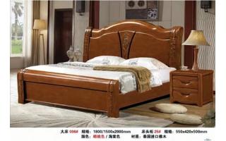 实木现代简约实木床1.8米双人主卧婚床卧室家用胡桃木床