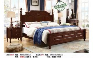 木床1.8米双人床美式床家具成都卧室床大床婚床 简约现代软靠...