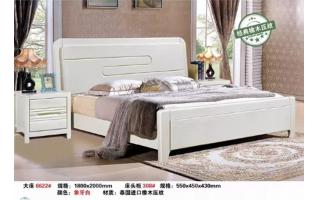 成都卧室床现代简约主卧床双人床实木框架软床中式现代卧室家具象牙白