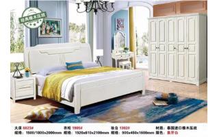 成都卧室床简约主卧床双人床实木框架软床中式现代卧室家具象牙白