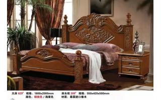 新都卧室床床 实木床双人床现代美式卧室家具 胡桃木