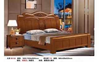 实木床 新都卧室床现代中式实木床1.8米双人床大床 实木家具