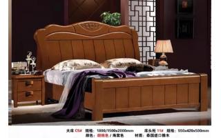 新都卧室床木床 实木床 现代中式实木床米双人床大床 实木家具