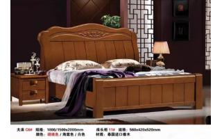 木床 实木床 卧室床 现代中式实木床1.8米双人床大床