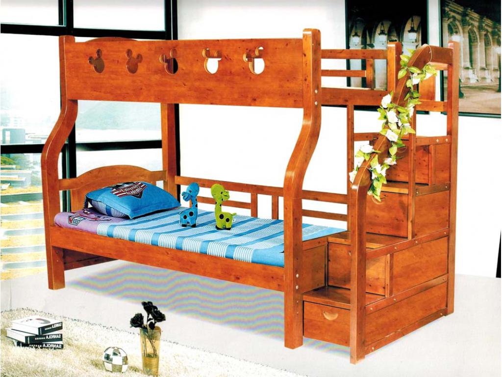 全实木高低床儿童床公寓儿童床上下床双层床成人母子床胡桃木子母床上下铺 儿童实木上下层床ft-k1a
