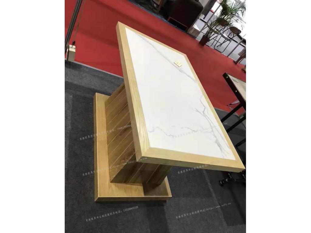 实木框大理石桌面火锅桌椅fthgz-054