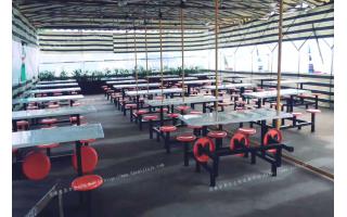 食堂餐桌椅员工餐厅六人连体快餐桌椅ft6-012