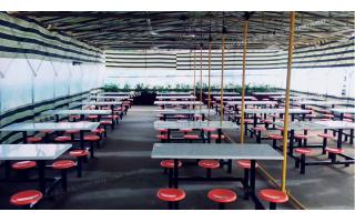 食堂餐桌椅员工餐厅六人连体快餐桌椅ft6-012