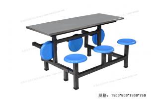食堂餐桌椅玻璃钢条凳餐桌六人连体快餐桌椅ft6-014