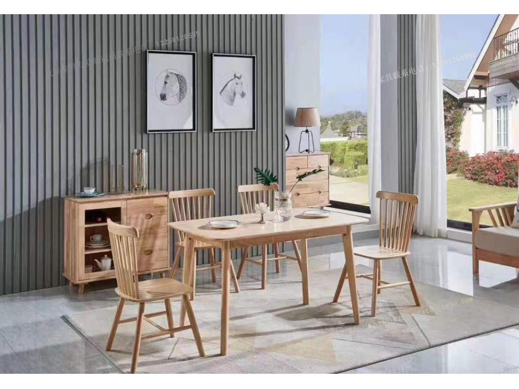 白橡木全实木餐桌椅组合北欧现代简约长方形家用 ftsmczy-030